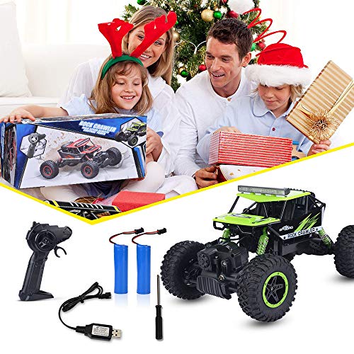NQD Rc Car, Remote Control Monster Truck, 2.4Ghz 4wd Off Road Rock Crawler Vehicle, 1:16 All Terrain Rechargeable Electric Toy for Boys & Girls