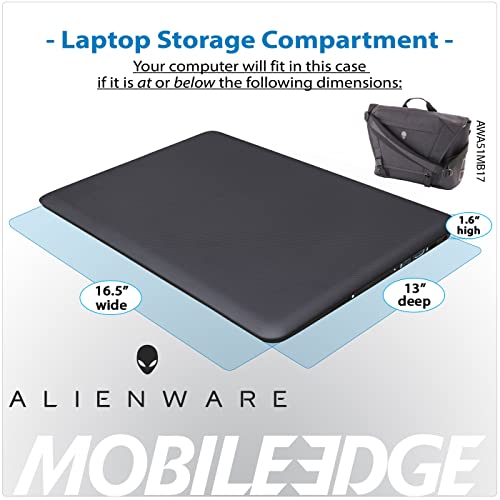 Mobile Edge Alienware Area-51m Laptop Messenger Bag - Fits laptops 15 Inches to 17.1 Inches - Tactical Messenger Bag for Men & Women with Padded Laptop & Tablet compartments - Heather Gray, AWA51MB17