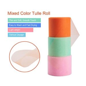 BENECREAT 12 Roll 300 Yards/900FT Rainbow Tulle Fabric Rolls Netting Fabric 2" by 25 Yard Spool for Wedding Party Decoration, DIY Craft