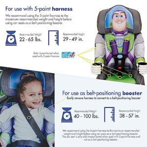 KidsEmbrace Disney Pixar Toy Story Buzz Lightyear 2-in-1 Forward Facing Booster Car Seat, Green/White/Grey