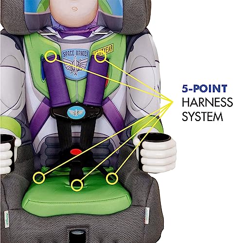 KidsEmbrace Disney Pixar Toy Story Buzz Lightyear 2-in-1 Forward Facing Booster Car Seat, Green/White/Grey