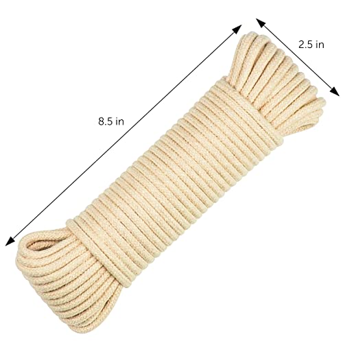 SteadMax 100ft Natural Cotton 3/16 Inch Rope, Heavy-Duty General-Purpose Utility Cord, Clothesline Rope, Ideal for Tents, Hammocks, Halters, Harnesses, Awnings, Outdoors, Sports (2 Pack, 50ft Each)