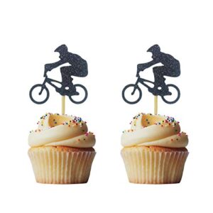 Morndew 24 PCS BMX Bike Rider Cupcake Toppers for Bicycle Stag Theme Party Birthday Party Wedding Party Decorations