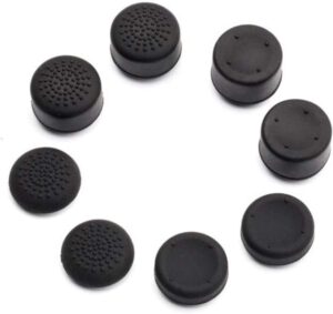 8 pcs heightened soft silicone anti-slip analog joystick thumb grip stick cap cover case skin skid heighten for playstation 4 ps4 ps3 xbox controller (black)