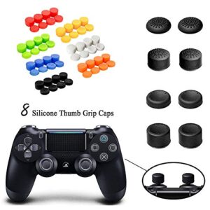 8 Pcs Heightened Soft Silicone Anti-Slip Analog Joystick Thumb Grip Stick Cap Cover Case Skin Skid Heighten for Playstation 4 PS4 PS3 Xbox Controller (Black)