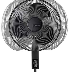 Lasko Oscillating Pedestal Fan, Thermostat, Adjustable Height, Remote Control, Timer, 4 Speeds, for Bedroom, Living Room, Office & Dorm, 16", Black, S16612