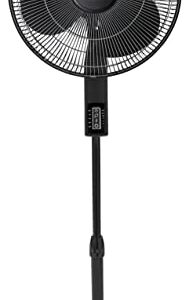 Lasko Oscillating Pedestal Fan, Thermostat, Adjustable Height, Remote Control, Timer, 4 Speeds, for Bedroom, Living Room, Office & Dorm, 16", Black, S16612