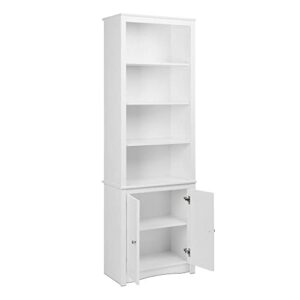 Prepac Tall Bookcase with 2 Shaker Doors, 80" H, White