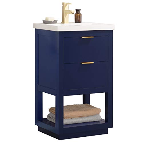 LUCA Kitchen & Bath LC20GBP Sydney 20" Bathroom Vanity Set in Midnight Blue with Integrated Porcelain Top