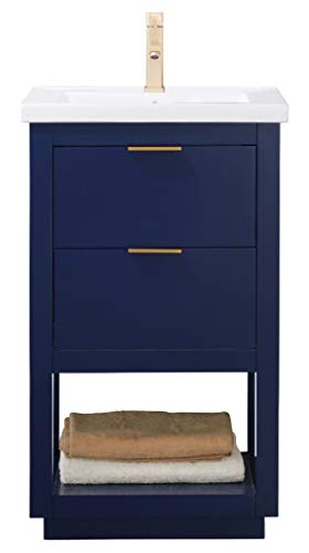 LUCA Kitchen & Bath LC20GBP Sydney 20" Bathroom Vanity Set in Midnight Blue with Integrated Porcelain Top