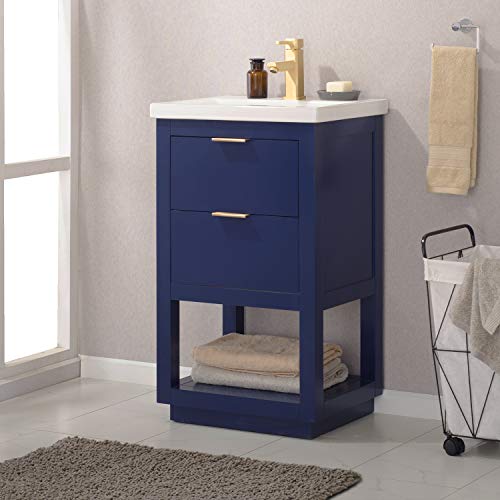 LUCA Kitchen & Bath LC20GBP Sydney 20" Bathroom Vanity Set in Midnight Blue with Integrated Porcelain Top