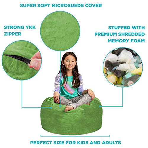 Sofa Sack - Plush, Ultra Soft Kids Bean Bag Chair - Memory Foam Bean Bag Chair with Microsuede Cover - Stuffed Foam Filled Furniture and Accessories for Kids Room - 2' Lime