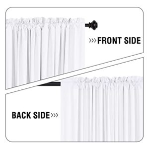 H.VERSAILTEX 100% Blackout White Curtains 96 Inches Long Full Light Blocking Curtain Draperies with Soft White Coating for Bedroom Living Room Thermal Insulated Window Treatment Set of 2 Panels