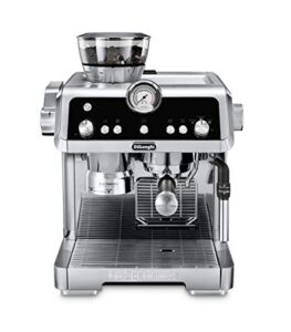 de'longhi la specialista espresso machine with sensor grinder, dual heating system, advanced latte system & hot water spout for americano coffee or tea, stainless steel, ec9335m, 1.3 liters