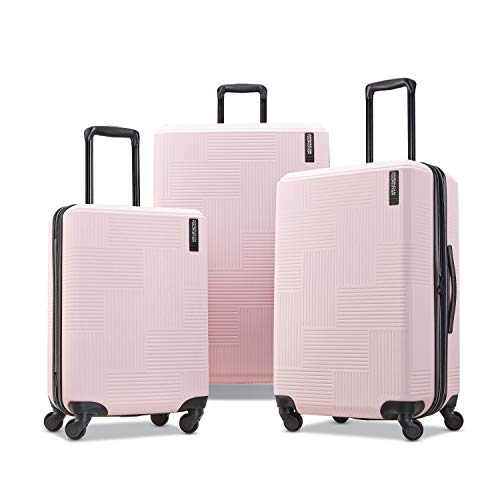 American Tourister Stratum XLT Expandable Hardside Luggage with Spinner Wheels, Pink Blush, Checked-Large 28-Inch