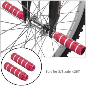 OUTLEYNY Bike Pegs, 3/8 inch - 26 Teeth Aluminum Alloy Bike Pegs Anti-Skid Foot Pedals BMX Pegs Rear Axles Stunt Pegs 2Pcs