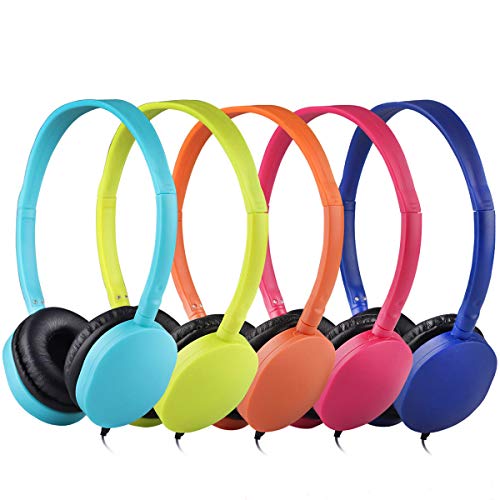 Hongzan Kids Headphones Bulk 5 Pack Multi Color for School Classroom Students Children Teen Boys Girls and Adults (Mixed)