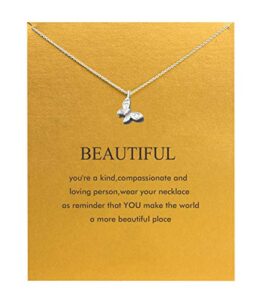 hundred river friendship butterfly necklace butterfly pendant chain necklace with message card gift card (butterfly s)