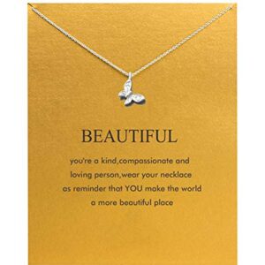 Hundred River Friendship Butterfly Necklace Butterfly Pendant Chain Necklace with Message Card Gift Card (butterfly s)