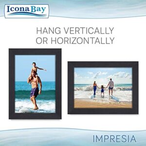 Icona Bay 5x7 Picture Frame Set (Black, 4 Pack), Simple Modern Design, Table Top Kickstand and Wall Hanging Hooks Included, Impresia Collection