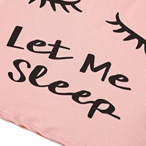 WDIRARA Women's Sleepwear Closed Eyes Print Tee and Shorts Cute Pajama Set Pink XS