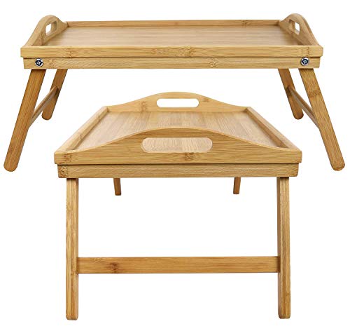 Greenco Foldable Bamboo Breakfast Table Serving Tray, Labtop Desk, Bed Table