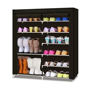 txt&baz 20-pairs portable boot rack double row shoe rack covered with nonwoven fabric(7-tiers black)