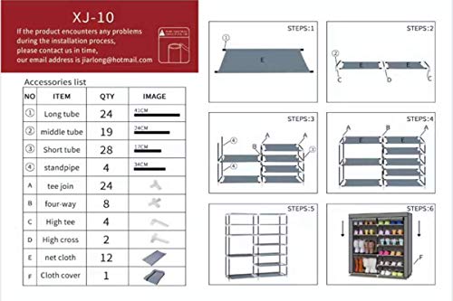 TXT&BAZ 20-Pairs Portable Boot Rack Double Row Shoe Rack Covered with Nonwoven Fabric(7-Tiers Black)