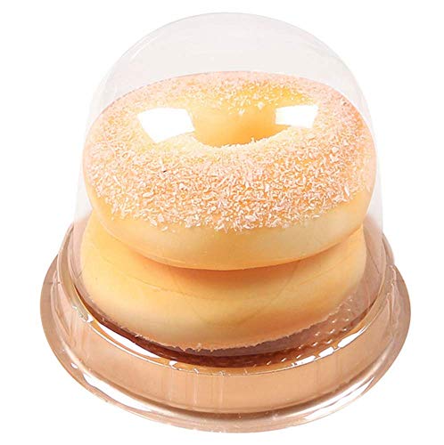 50 Sets Cake Box - Internal Size Diameter 4-3/8 Inch X Height 4-1/8 Inch Clear Plastic Dome Carrier - Single Cake Container Carry Reinforcement Stickers (Gold)