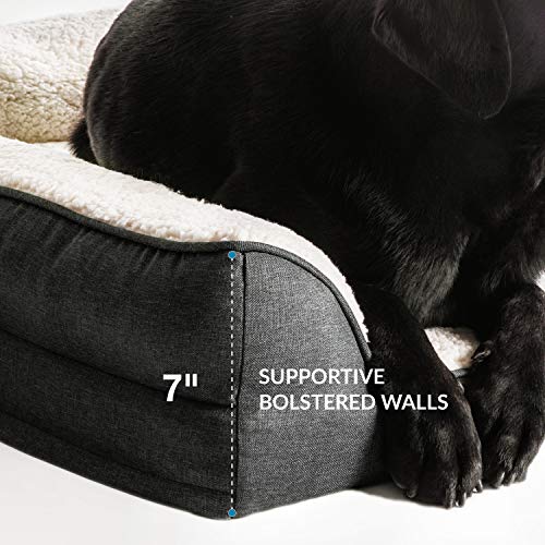 Bedsure Orthopedic Memory Foam Large Dog Bed - Dog Sofa with Removable Washable Cover & Waterproof Liner, 7 inches Height Couch Dog Beds for Large Dogs up to 75 lbs