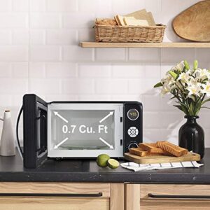 Galanz GLCMKA07BKR-07 Microwave Oven, LED Lighting, Pull Handle Design, Child Lock, Retro Black, 0.7 cu ft