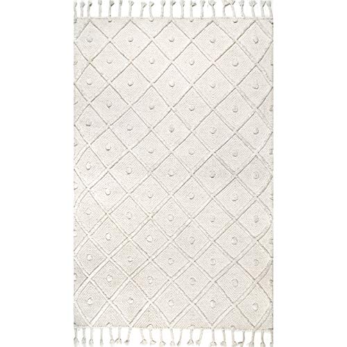 nuLOOM Jinny Moroccan Wool Tasseled Area Rug, 8' 6" x 11' 6", Ivory