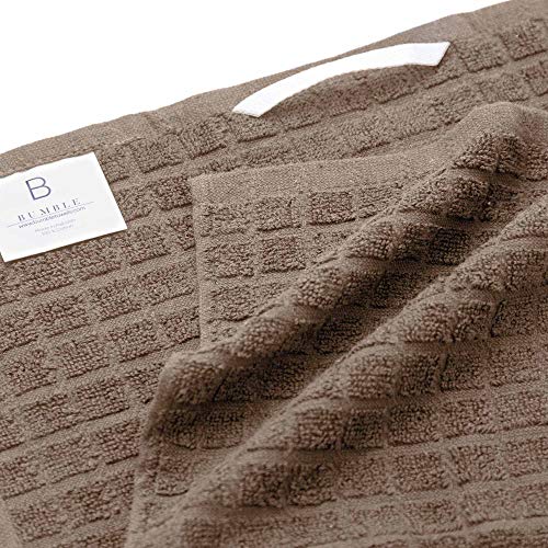 Kitchen Towels 16"x 28" | Dish Towels | Kitchen Hand Towels | Large Dishcloths Set | Highly Absorbent Tea Towel, Soft with Hanging Loop | Natural Ring Spun Cotton, 380 GSM | Tan Check Design - 6 Pack