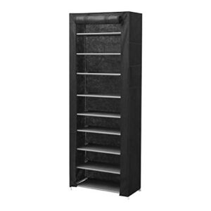 PENGKE Large Shoe Rack Storage Organizer with Dustproof Cover Closet Shoe Cabinet Tower,9 Tiers Black