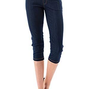 Women's High Waist Stretch Skinny Denim Capri Jeggings with Pockets Reg-Plus Size (XX-Large, Capri-Navy)