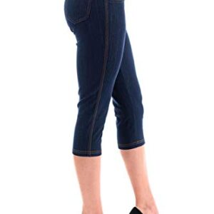 Women's High Waist Stretch Skinny Denim Capri Jeggings with Pockets Reg-Plus Size (XX-Large, Capri-Navy)