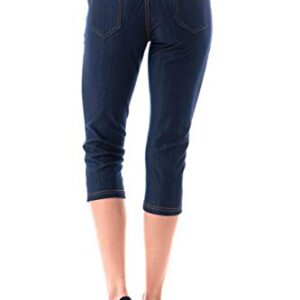 Women's High Waist Stretch Skinny Denim Capri Jeggings with Pockets Reg-Plus Size (XX-Large, Capri-Navy)