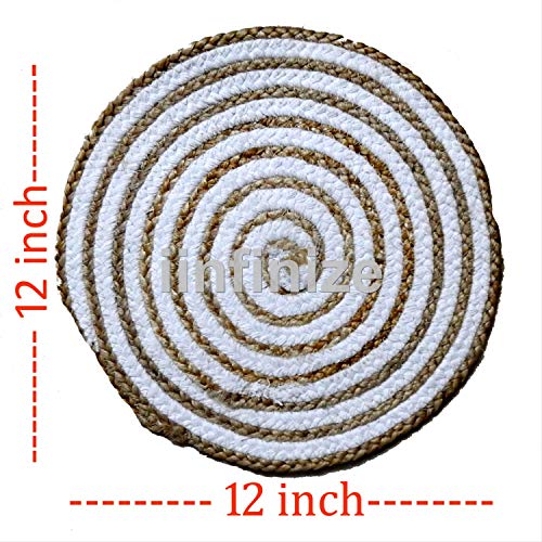 Indian 100% Jute Place Mat Table Mat Dining Table Decor Throw Round 12" Kitchen Mat Central & Side Table Decor Mat Home Decor (IIN-DM-21)