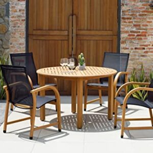 Amazonia Adelaide Eucalyptus Patio Dining Set | Teak Finish | Durable and Ideal for Outdoors, Round 5-Piece