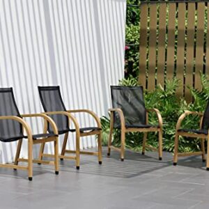 Amazonia Adelaide Eucalyptus Patio Dining Set | Teak Finish | Durable and Ideal for Outdoors, Round 5-Piece