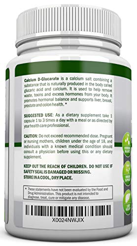 Calcium D-Glucarate - 500mg - 120 Vegetable Capsules - Superior Potency to Support Liver Detoxification, Estrogen Metabolism & Hormonal Balance - Helps with Prostate, Breast & Colon Health