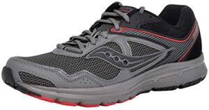 saucony men's cohesion 10 grey/black/red running shoe 10 m us