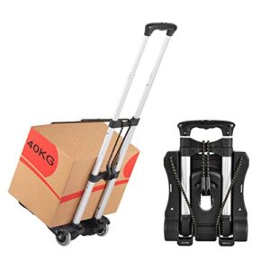 Hivexagon Folding Luggage Cart 88lbs Load Capacity Compact Lightweight and Durable Aluminum Alloy Travel Trolley for Luggage, Personal, Travel, Moving and Office Use