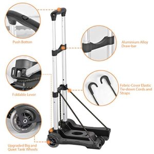 Hivexagon Folding Luggage Cart 88lbs Load Capacity Compact Lightweight and Durable Aluminum Alloy Travel Trolley for Luggage, Personal, Travel, Moving and Office Use