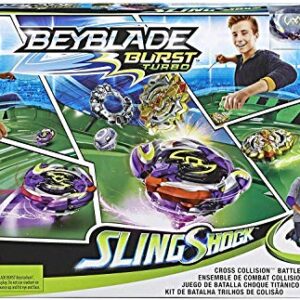 BEYBLADE Burst Turbo Slingshock Cross Collision Battle Set - Complete Set with Burst Beystadium, Battling Tops, & Launchers Game - Age 8+