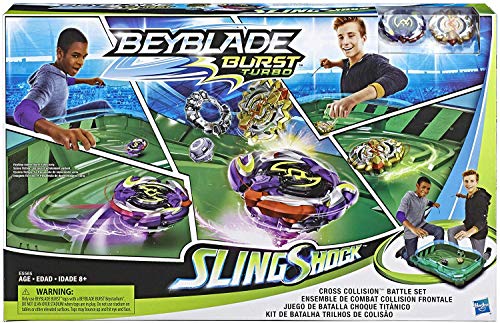 BEYBLADE Burst Turbo Slingshock Cross Collision Battle Set - Complete Set with Burst Beystadium, Battling Tops, & Launchers Game - Age 8+