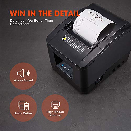 MUNBYN USB 80mm Receipt Printer, POS Printer with Auto Cutter ESC/POS Command for Windows（Only USB Connection）