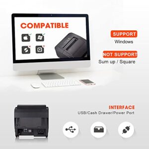 MUNBYN USB 80mm Receipt Printer, POS Printer with Auto Cutter ESC/POS Command for Windows（Only USB Connection）