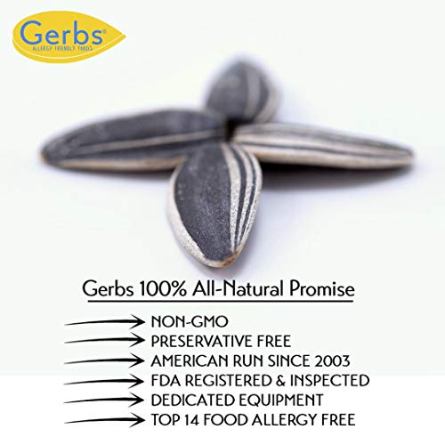 GERBS Raw Whole Sunflower Seed In Shell 2 lbs., Top 14 Allergy Free Foods, Healthy Superfood Snack, Non GMO, No Oils, No Preservatives, Resealable Bag, Gluten Free, Peanut Free, Vegan, Keto, Kosher