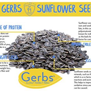 GERBS Raw Whole Sunflower Seed In Shell 2 lbs., Top 14 Allergy Free Foods, Healthy Superfood Snack, Non GMO, No Oils, No Preservatives, Resealable Bag, Gluten Free, Peanut Free, Vegan, Keto, Kosher